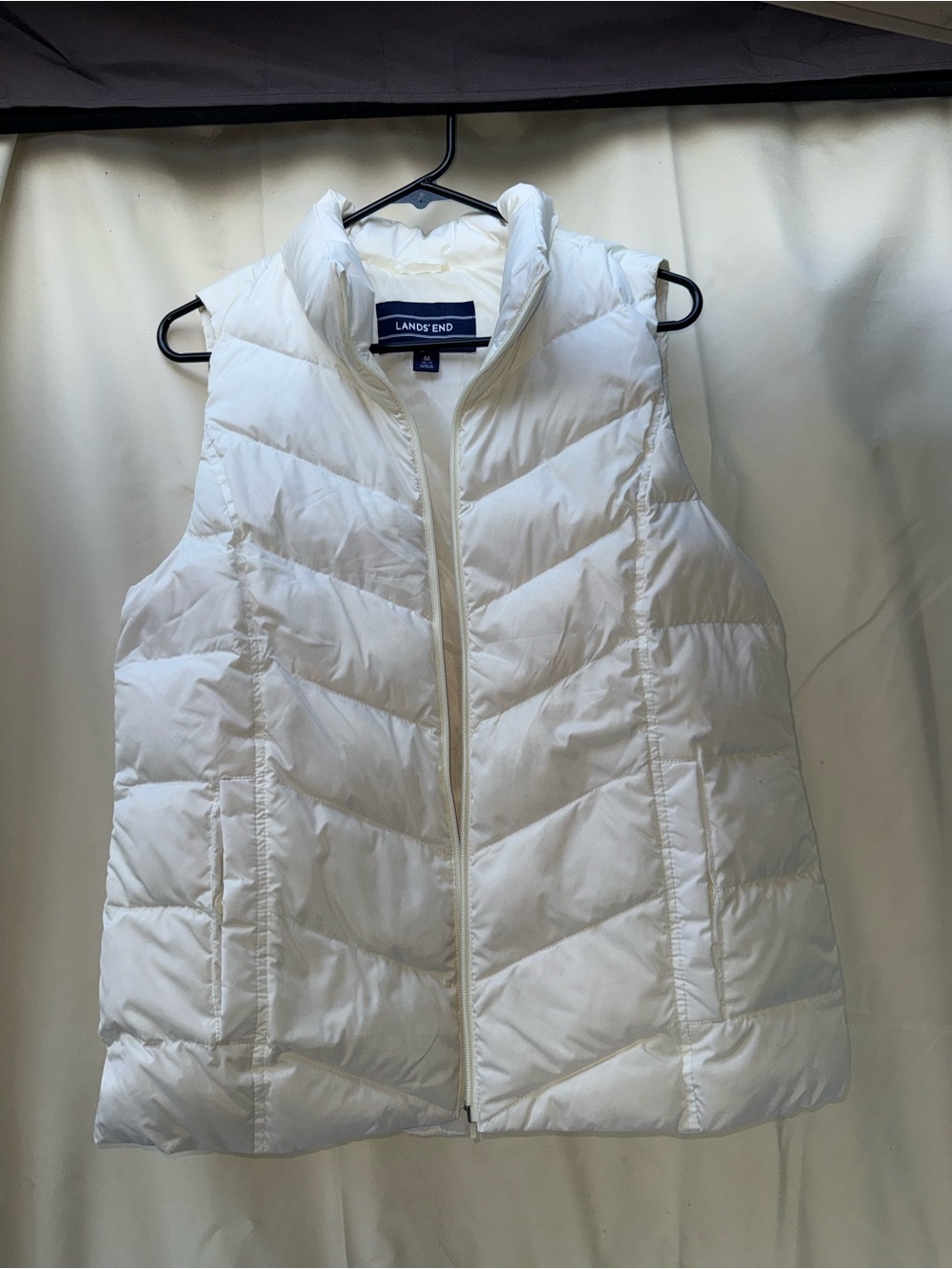 Lands' End Women's White Quilted Puffer Vest
